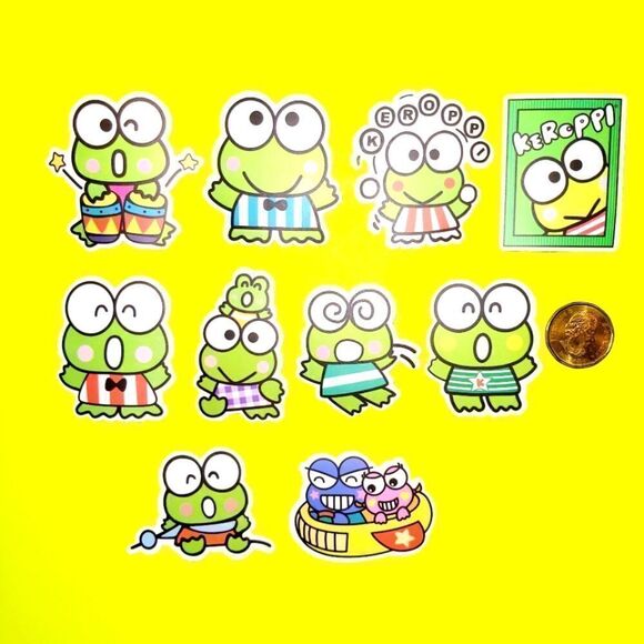 3/$20 Brand New 10x Sanrio Keroppi Waterproof Stickers - Picture 1 of 1